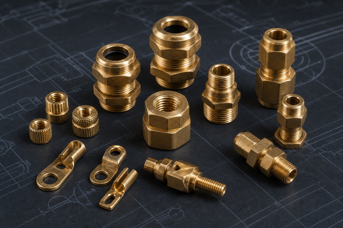CNC machined brass fittings, inserts and terminals