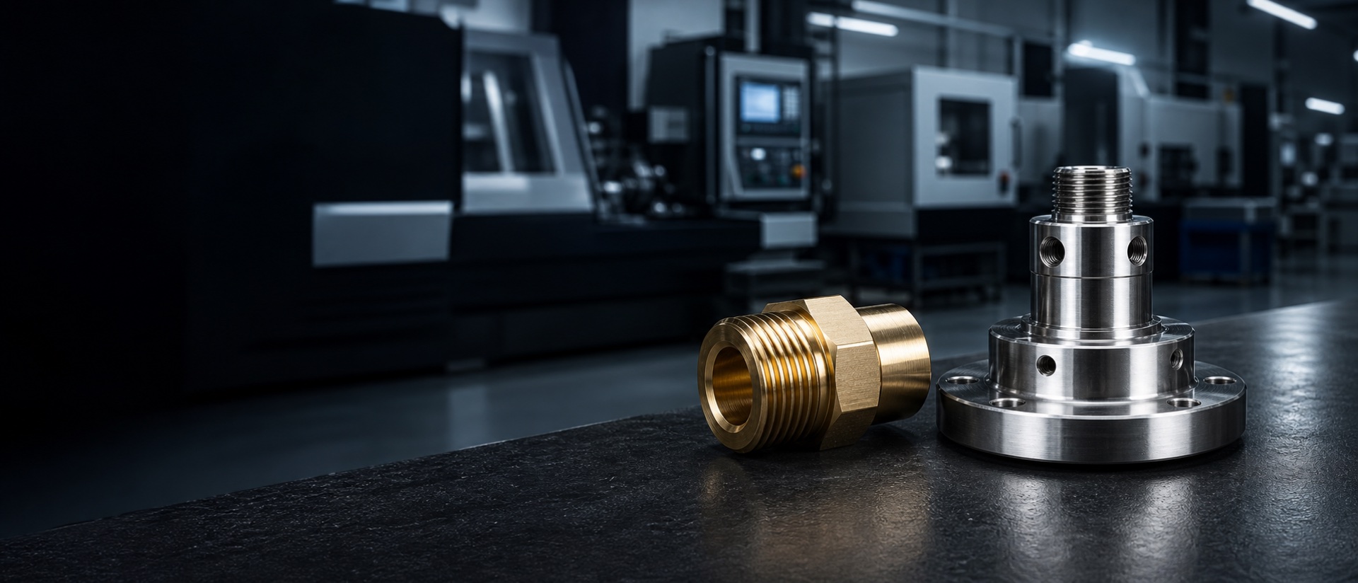 Precision brass and stainless steel components in a modern CNC facility