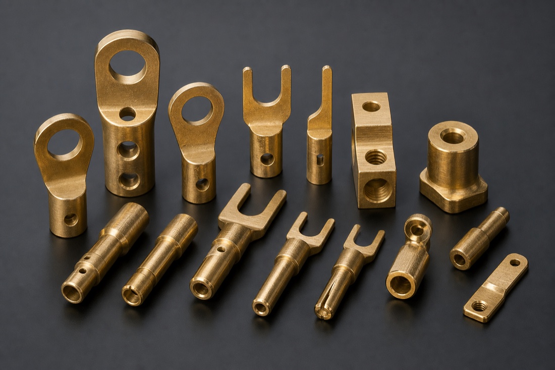 Machined brass electrical terminals