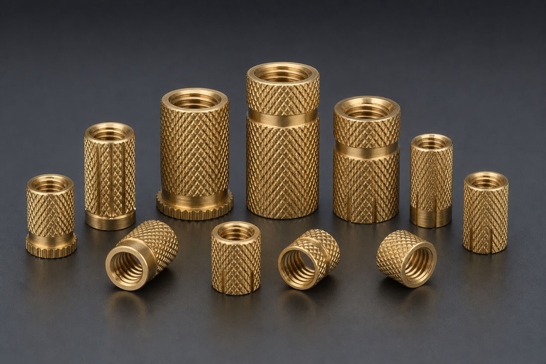 Knurled brass threaded inserts
