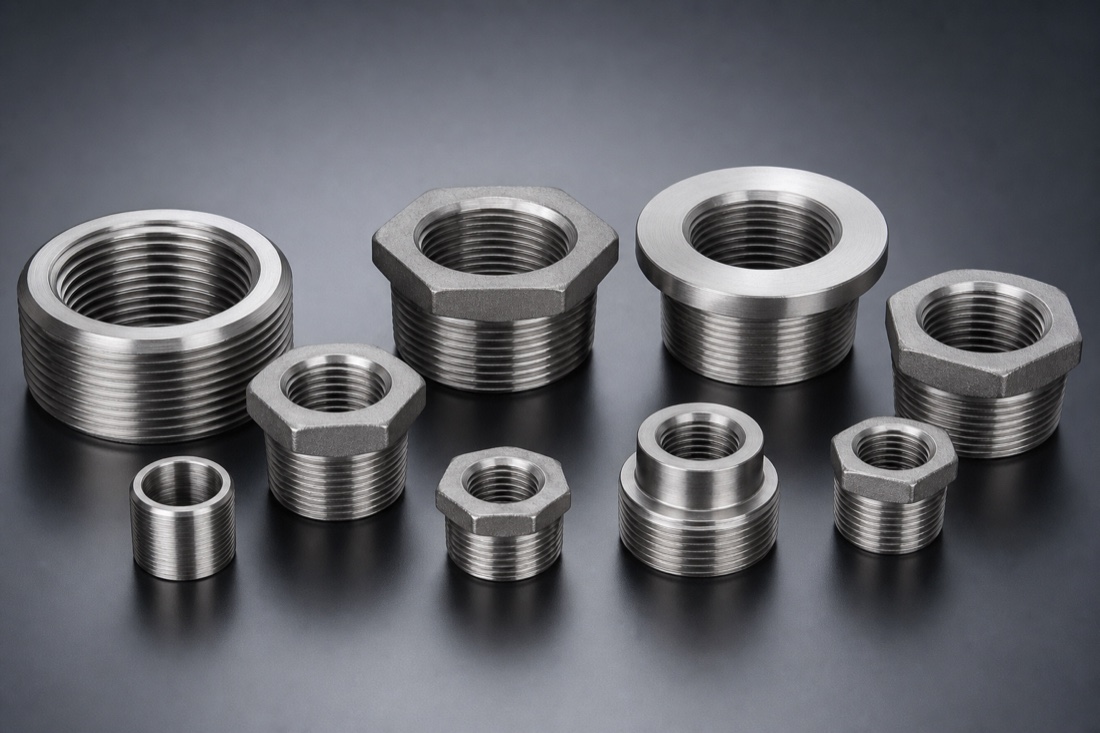 Stainless steel threaded bushes and adapters